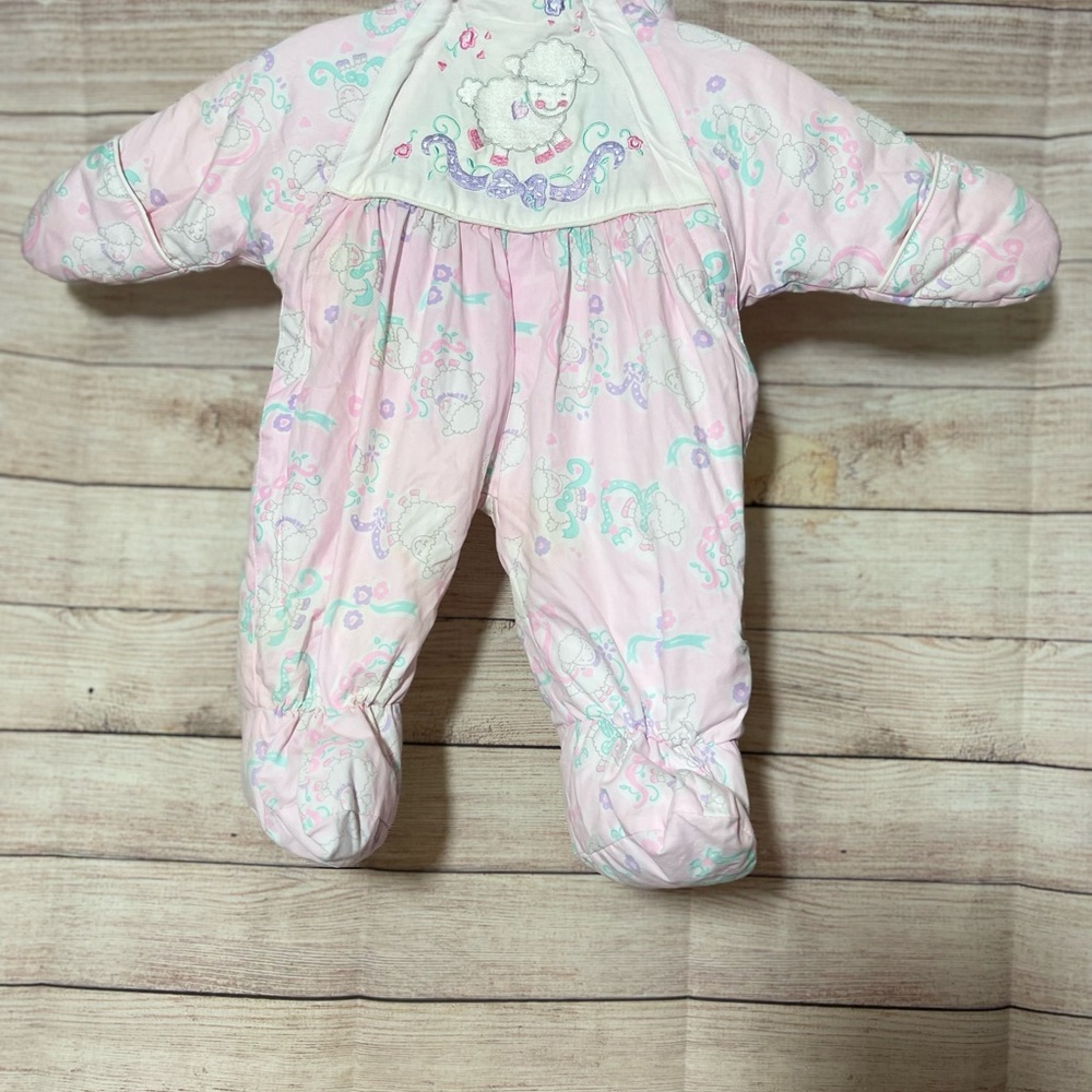 Vintage 1960 tidykins baby snowsuit soft pink size 3-6 months